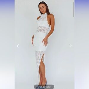 Selfie Leslie Tokyo Dreams Lace Halter Maxi Dress White